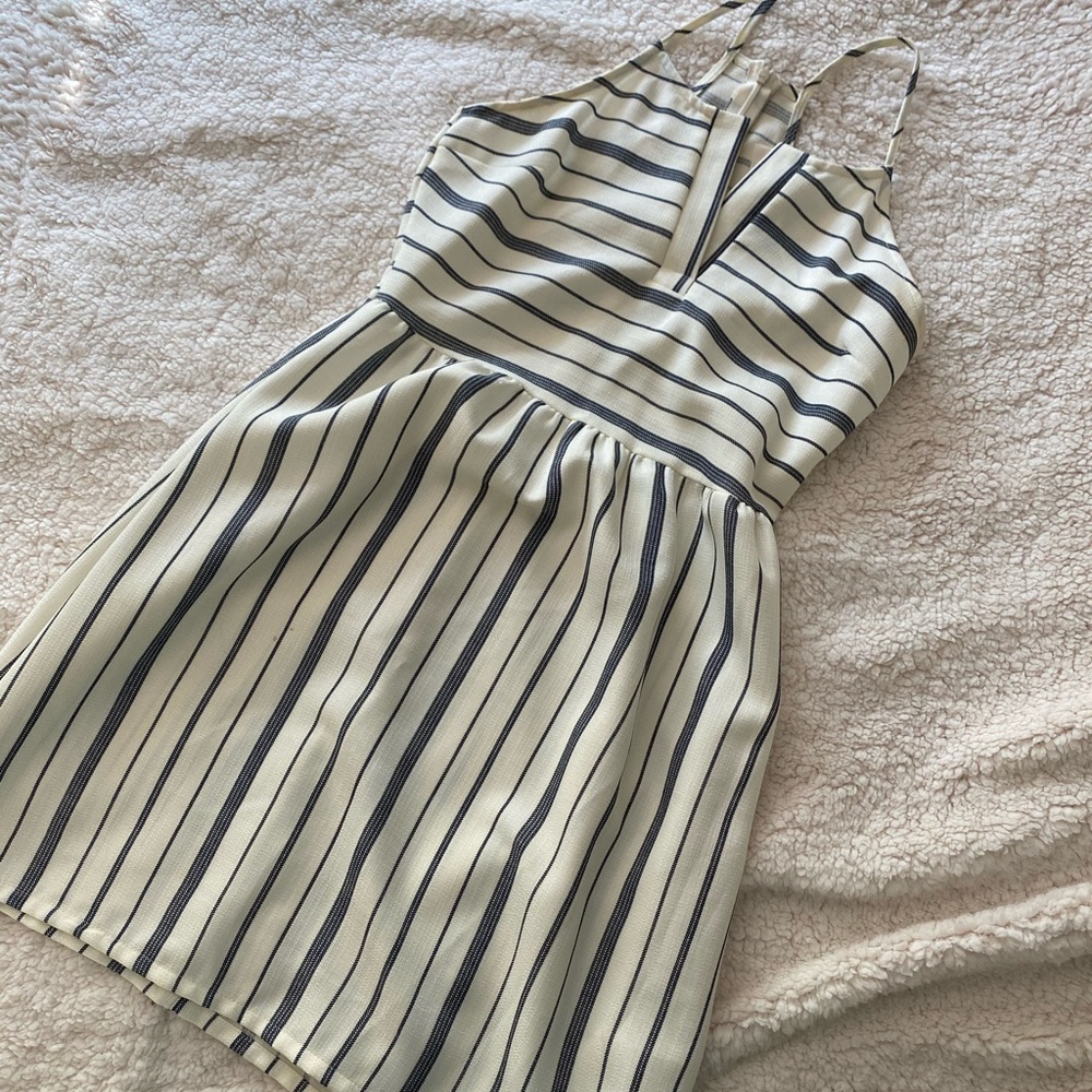 White and Blue Striped Sundress